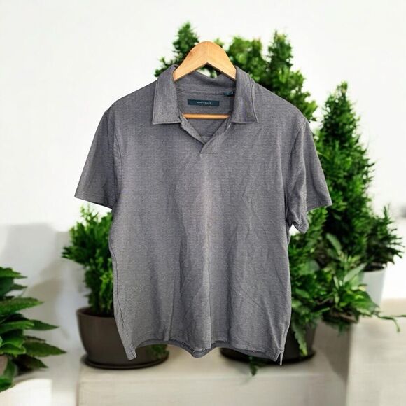 Perry Ellis Gray Polo Shirt with Classic Collar preppy golf classic - Picture 1 of 4